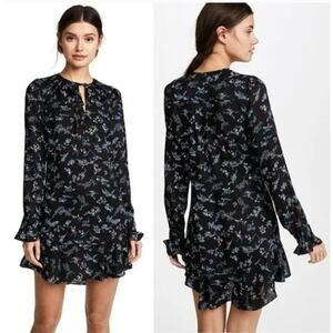 Veronica Beard Dress Preston Long Sleeve Ruffle Mini in Black Floral Size 12